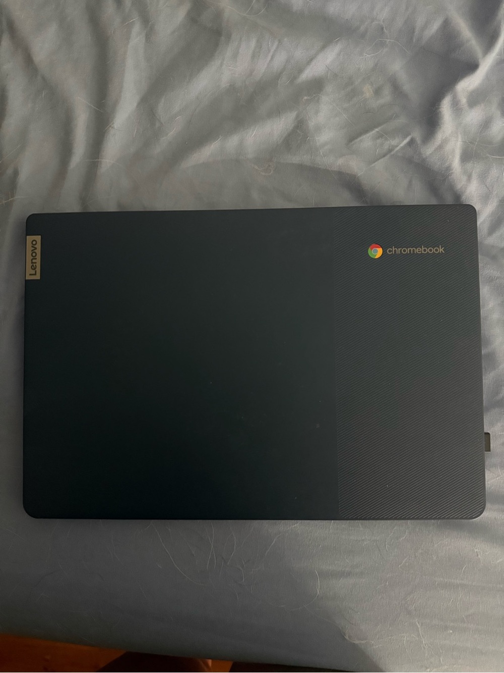 Lenovo Blue Chromebook Laptop with Chrome Logo